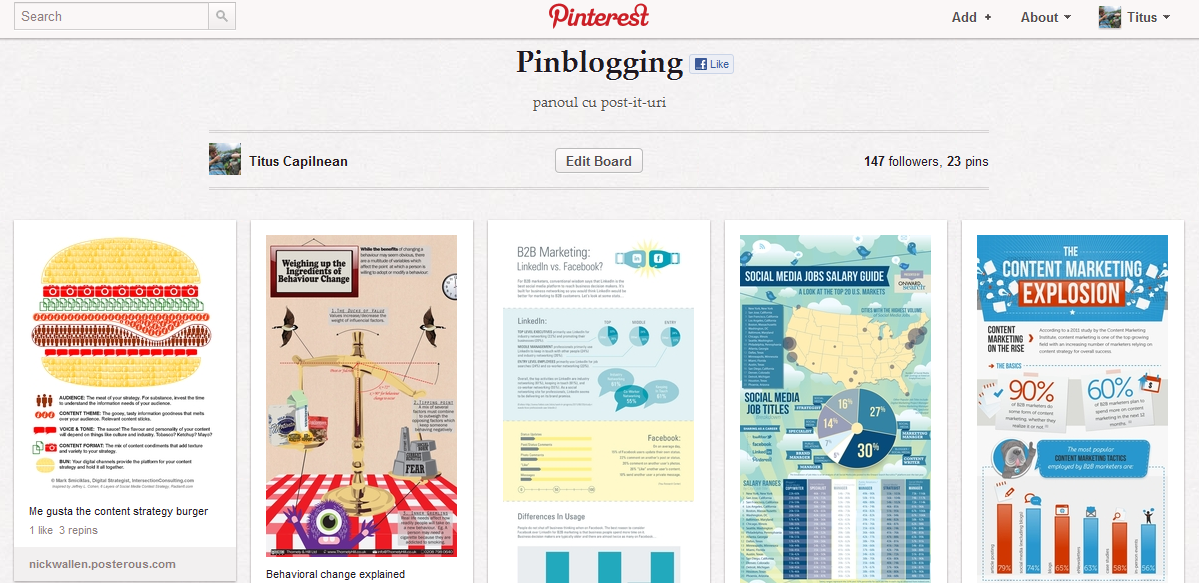 La ce foloseste Pinterest: pinblogging
